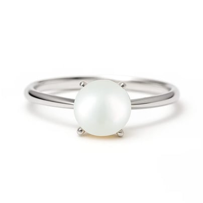 Royal Collection Sterling Silver Pearl (Moti) Ring for Women