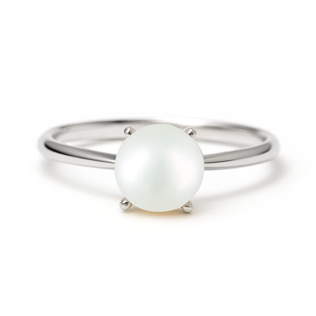 Royal Collection Sterling Silver Pearl (Moti) Ring for Women