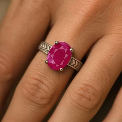 Royal Collection Sterling Silver Ruby Gemstone Ring For Male