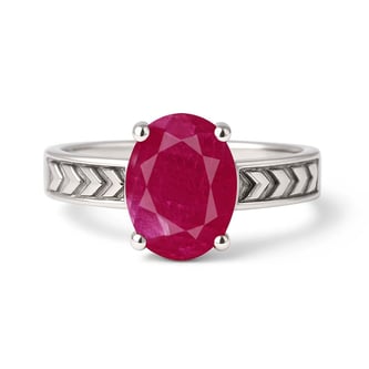Royal Collection Sterling Silver Ruby Gemstone Ring For Male