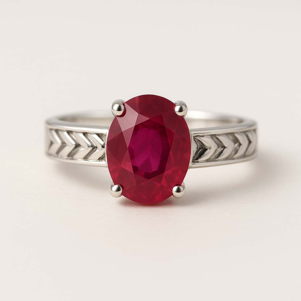 Royal Collection Sterling Silver Ruby Gemstone Ring For Male