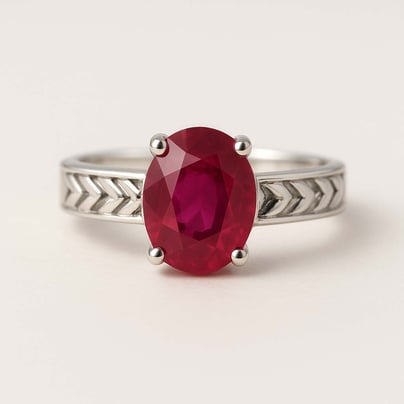 Royal Collection Sterling Silver Ruby Gemstone Ring For Male