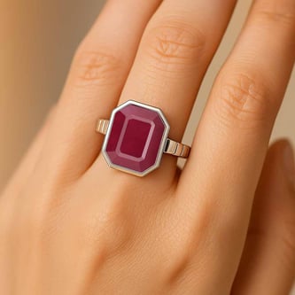 Royal Collection Sterling Silver Ruby Ring for Women