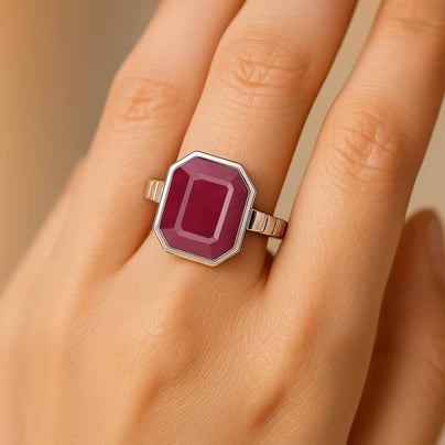 Royal Collection Sterling Silver Ruby Ring for Women