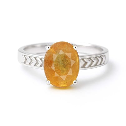 Royal Collection Sterling Silver Yellow Sapphire Gemstone Ring For Male