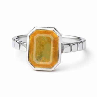 Royal Collection Sterling Silver Yellow Sapphire Ring for Women