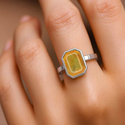 Royal Collection Sterling Silver Yellow Sapphire Ring for Women