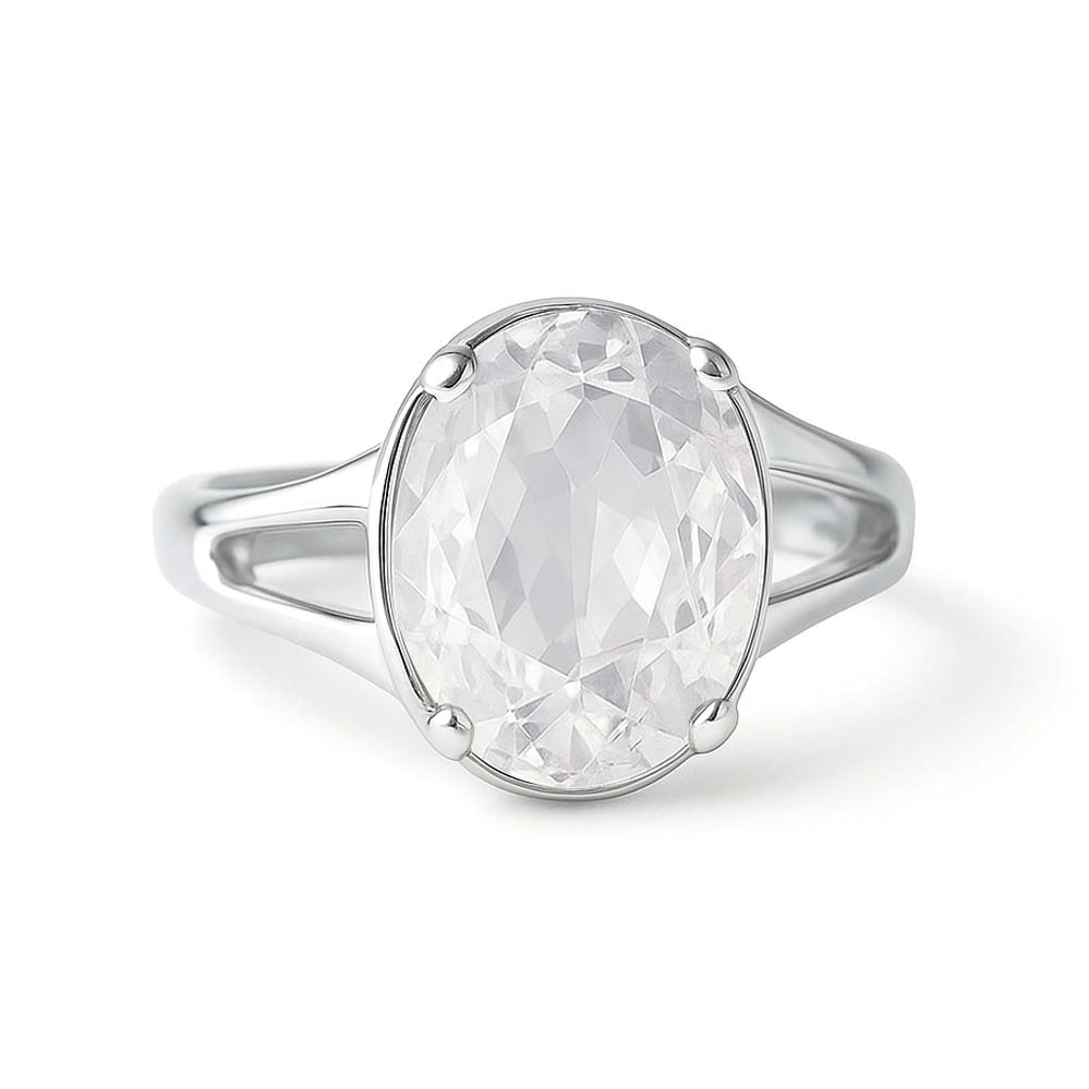 Royal Collection Sterling Silver Zircon Ring for Women