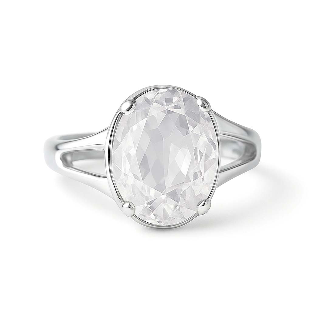 Royal Collection Sterling Silver Zircon Ring for Women