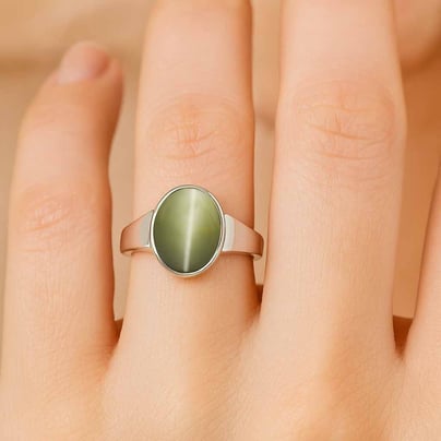 Royal Elite 925 Sterling Silver Cat's Eye Ladies’ Ring