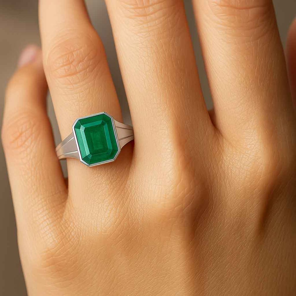 Royal Elite 925 Sterling Silver Emerald Ladies’ Ring