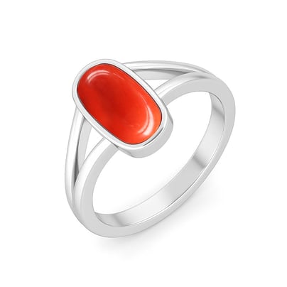 Royal Elite 925 Sterling Silver Moonga (Red Coral) Ladies’ Ring