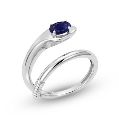 Serpent Silver Blue Sapphire Ring For Men And Women