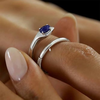 Serpent Silver Blue Sapphire Ring For Men And Women