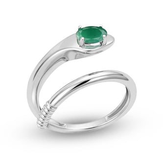 Serpent Silver Emerald Ring For Men And Women
