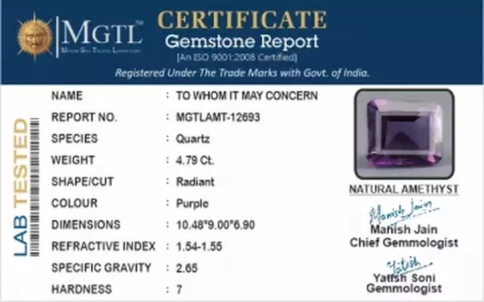 Siberian Amethyst - 4.79 Carat Rare Quality AMT-12693