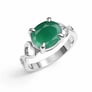 Silver Heart Bend Emerald Ring For Ladies