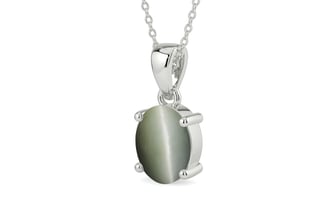 Sterling Silver Cat's Eye Pendant Fine Quality (P10)