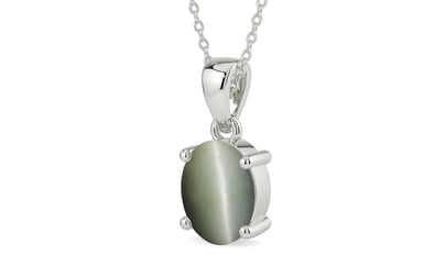Sterling Silver Cat's Eye Pendant Fine Quality (P10)
