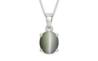 Sterling Silver Cat's Eye Pendant Fine Quality (P10)