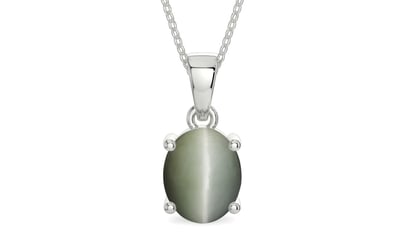 Sterling Silver Cat's Eye Pendant Fine Quality (P10)
