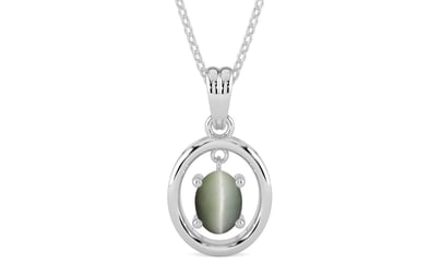 Sterling Silver Cat's Eye Pendant Fine Quality (P2)
