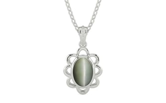 Sterling Silver Cat's Eye Pendant Fine Quality (P3)