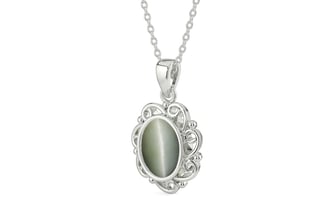 Sterling Silver Cat's Eye Pendant Fine Quality (P5)