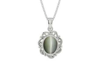 Sterling Silver Cat's Eye Pendant Fine Quality (P5)