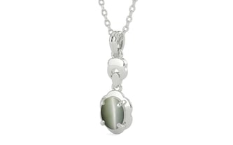 Sterling Silver Cat's Eye Pendant Fine Quality (P6)