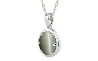 Sterling Silver Cat's Eye Pendant Fine Quality (P8)