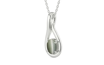 Sterling Silver Cat's Eye Pendant Fine Quality (P9)