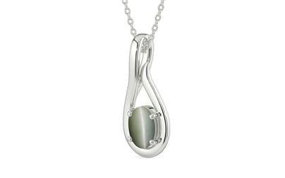 Sterling Silver Cat's Eye Pendant Fine Quality (P9)