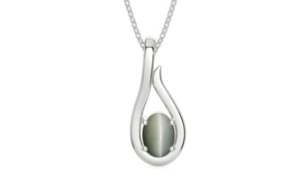 Sterling Silver Cat's Eye Pendant Fine Quality (P9)
