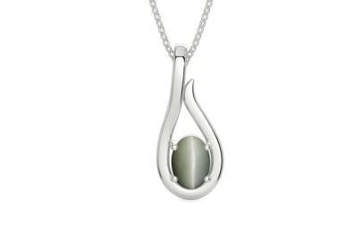 Sterling Silver Cat's Eye Pendant Fine Quality (P9)