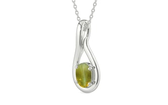 Sterling Silver Cat's Eye Pendant Rare Quality (P9)