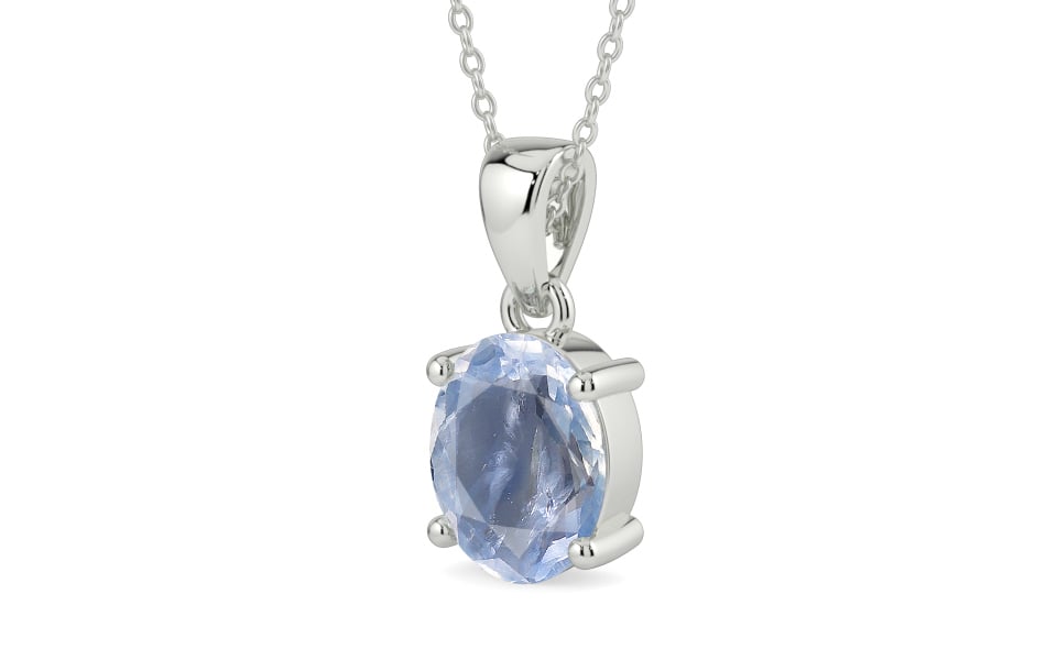 Sterling Silver Ceylon Blue Sapphire Pendant Fine Quality (P10)