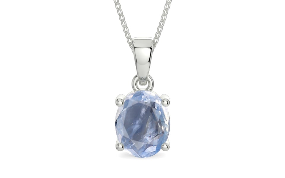 Sterling Silver Ceylon Blue Sapphire Pendant Fine Quality (P10)