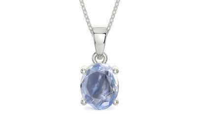Sterling Silver Ceylon Blue Sapphire Pendant Fine Quality (P10)