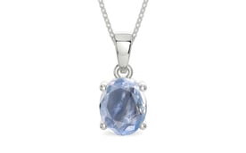 Sterling Silver Ceylon Blue Sapphire Pendant Fine Quality (P10)