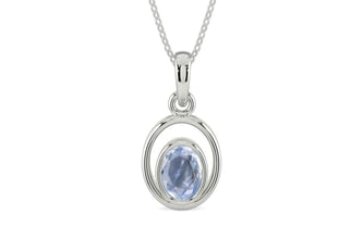 Sterling Silver Ceylon Blue Sapphire Pendant Fine Quality (P12)