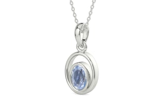 Sterling Silver Ceylon Blue Sapphire Pendant Fine Quality (P12)