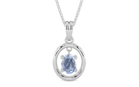 Sterling Silver Ceylon Blue Sapphire Pendant Fine Quality (P2)