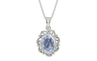 Sterling Silver Ceylon Blue Sapphire Pendant Fine Quality (P5)