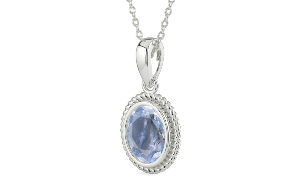 Sterling Silver Ceylon Blue Sapphire Pendant Fine Quality (P7)