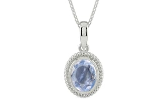 Sterling Silver Ceylon Blue Sapphire Pendant Fine Quality (P7)