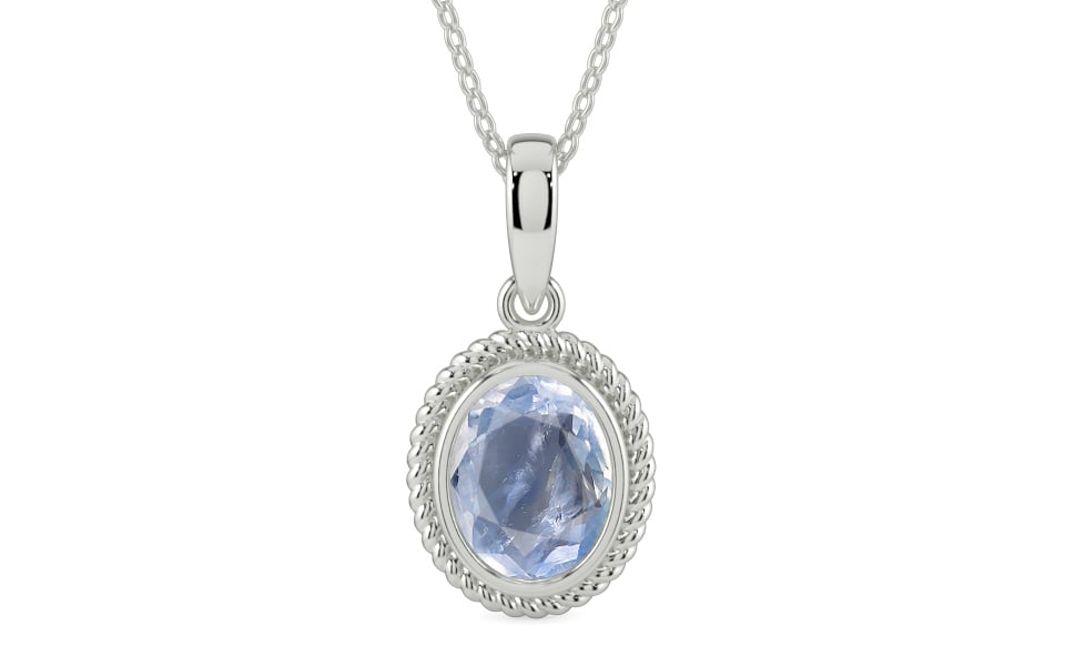 Sterling Silver Ceylon Blue Sapphire Pendant Fine Quality (P7)