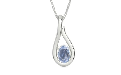 Sterling Silver Ceylon Blue Sapphire Pendant Fine Quality (P9)