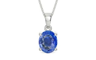 Sterling Silver Ceylon Blue Sapphire Pendant Limited Quality (P10)