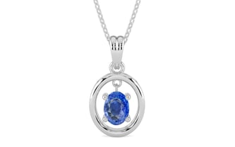 Sterling Silver Ceylon Blue Sapphire Pendant Limited Quality (P2)